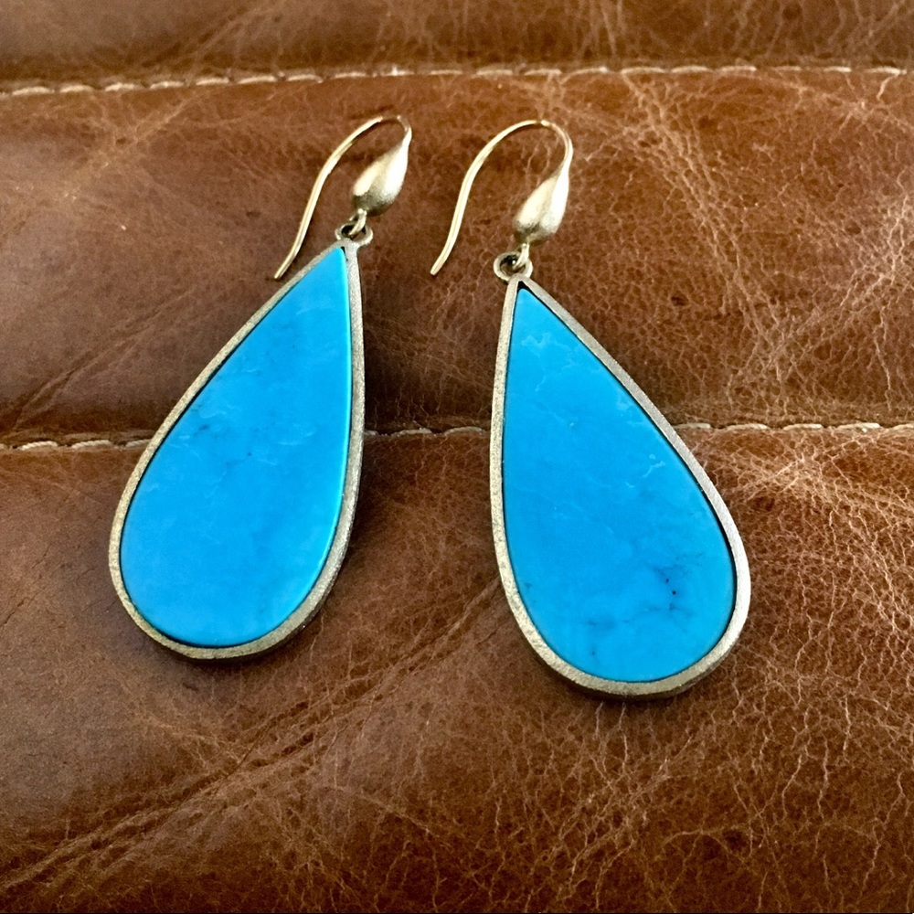 Rivka Friedman Turquoise Blue Teardrop Earrings